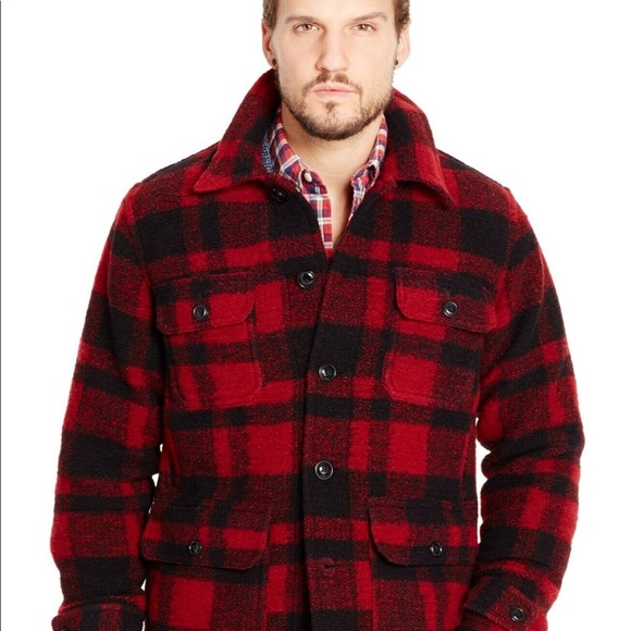 Ralph Lauren Denim Supply Men's Red Plaid Wool-blend  Buffalo Barn Jacket S/P - Picture 7 of 9